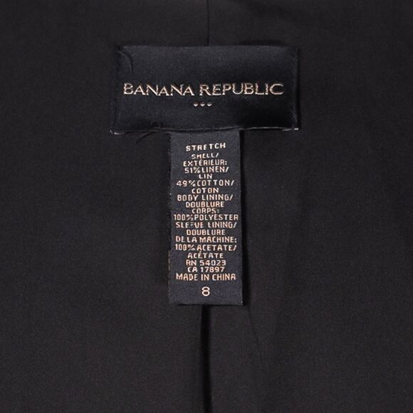 Banana Republic Women's Blazer Black Linen Blend Work Office Lined Suit Jacket 8 - Picture 3 of 9